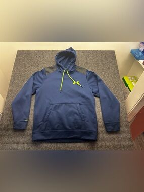 Under Armour Hoodie Mens Large Blue Pullover Long Sleeve Cold Gear Sweatshirt
